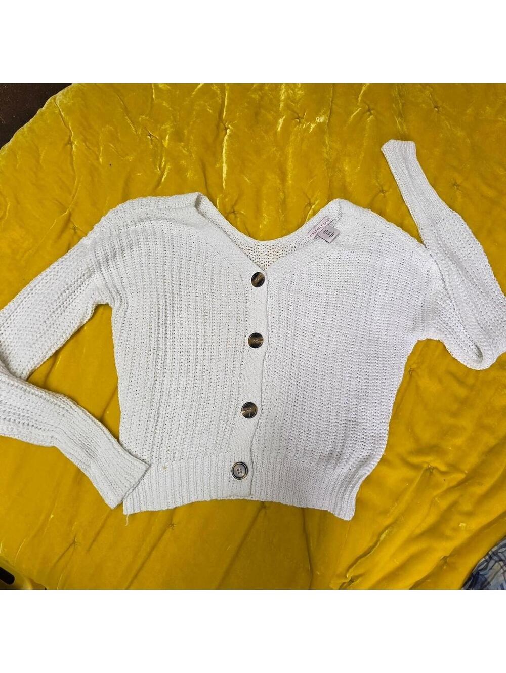 Women's White and Cream Cardigan